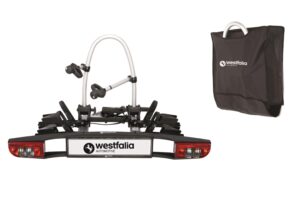 Westfalia BC 60 Fahrradträger, Anhängerkupplung, 2 Fahrräder, E-Bike geeignet, faltbar, inkl. Tasche