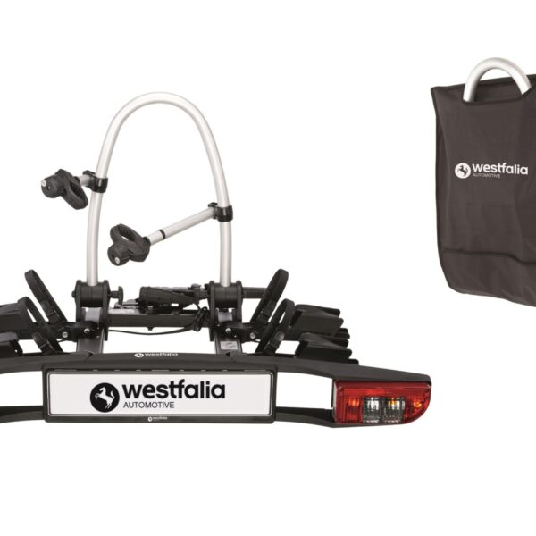 Westfalia BC 60 Fahrradträger, Anhängerkupplung, 2 Fahrräder, E-Bike geeignet, faltbar, inkl. Tasche