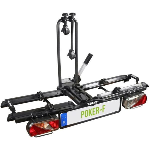 EUFAB POKER-F 12010LAS Fahrradträger, Anhängerkupplung, 2 Fahrräder, E-Bike geeignet, Diebstahlschutz