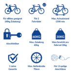 Westfalia Bikelander Fahrradträger, Anhängerkupplung, 2 Fahrräder, E-Bike geeignet, faltbar, LED – Bild 3