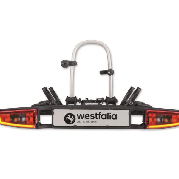 Westfalia Bikelander Fahrradträger, Anhängerkupplung, 2 Fahrräder, E-Bike geeignet, faltbar, LED